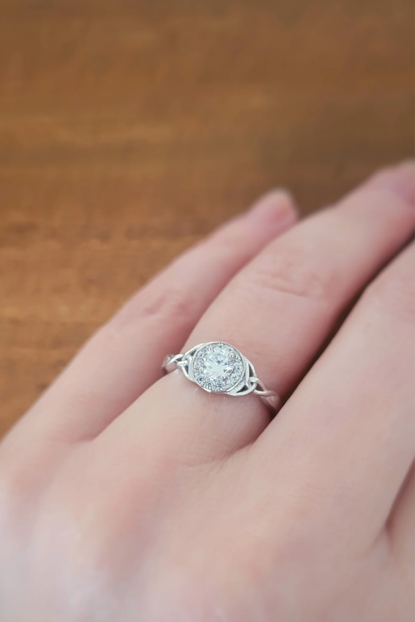 Halo Celtic Knot Engagement Ring - Image 3