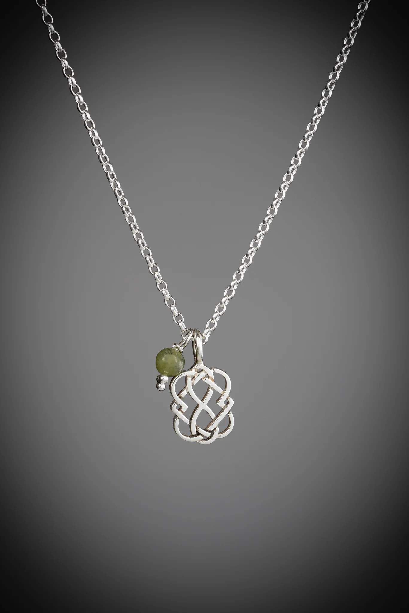 Celtic Love Knot Necklace with Connemara Marble