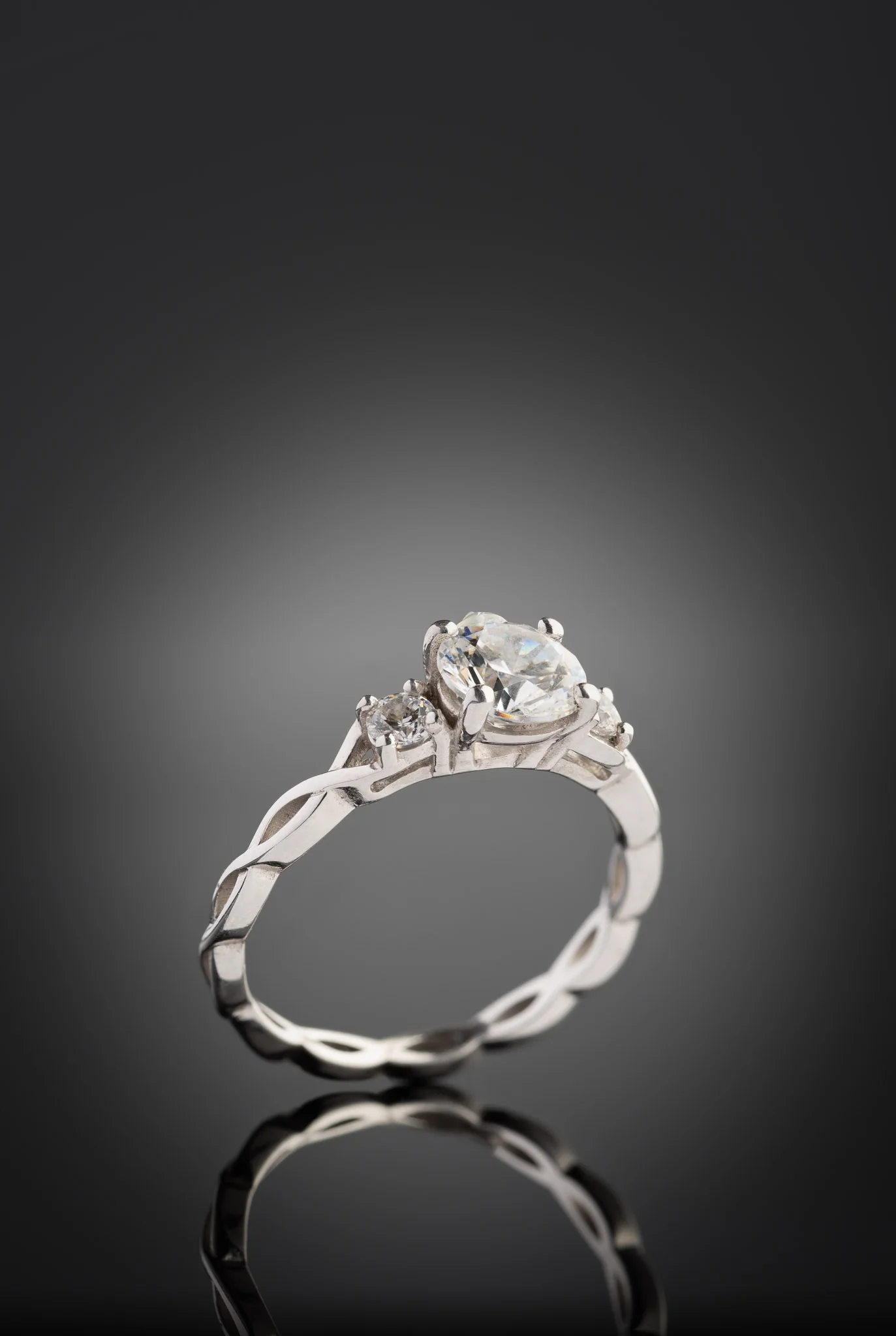 Three Stone Lab Grown Diamond Celtic Ring - Image 2