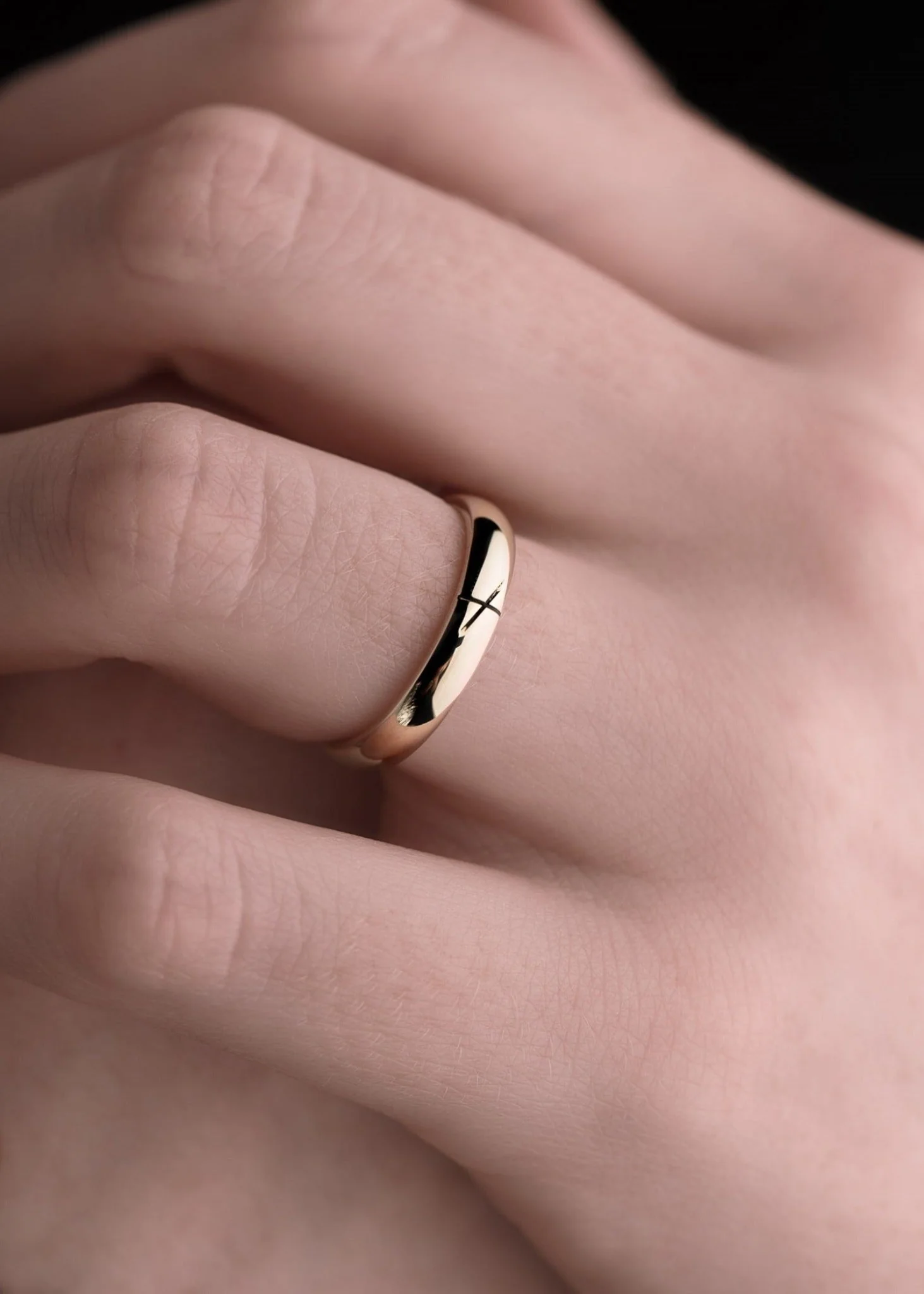 Gold Ogham Wedding Ring Ladies Court 3mm - Image 3