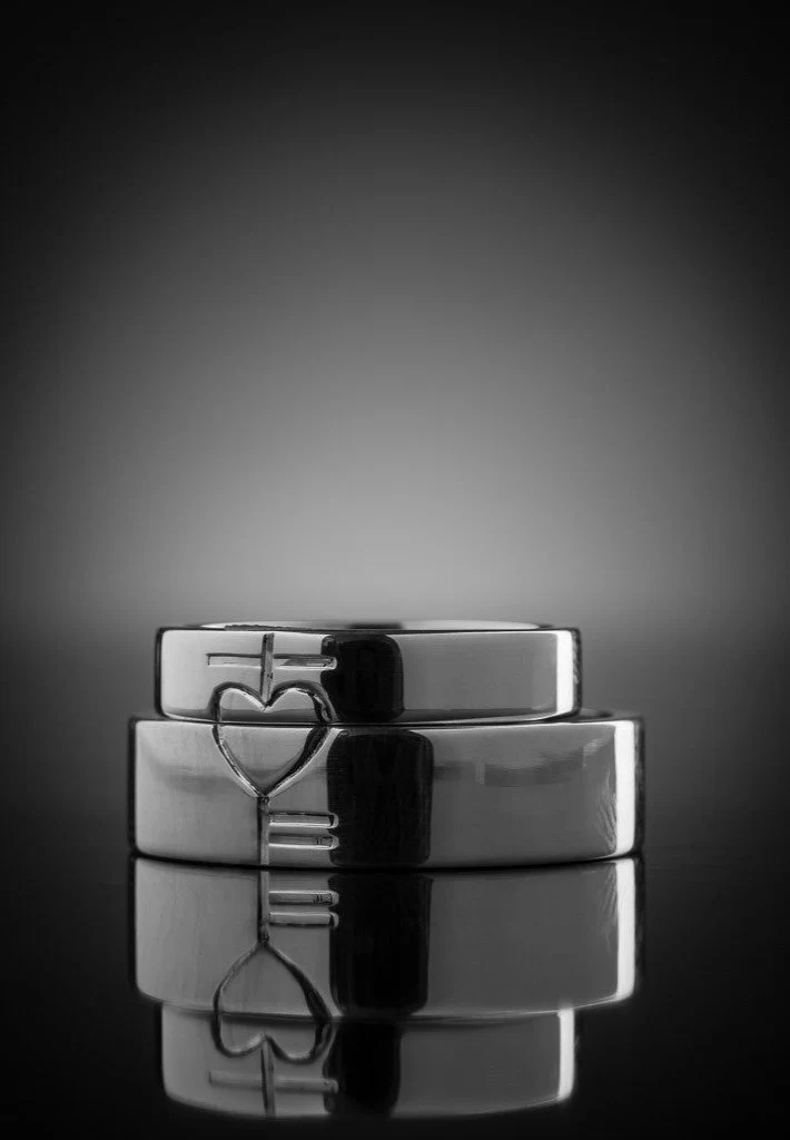 Ogham Heart Wedding Ring Set